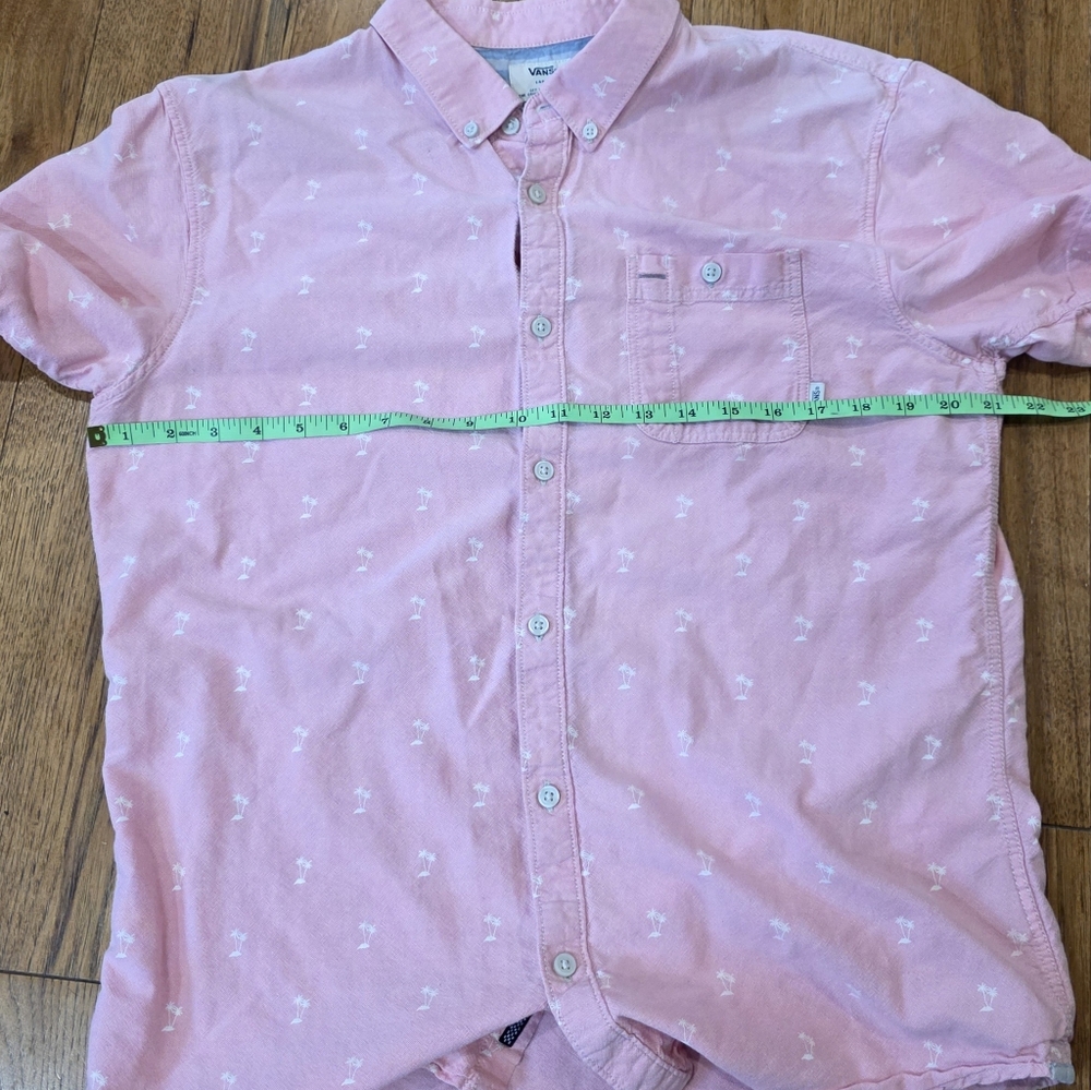 Vans Pink Tropical Themed 100% Cotton Short Sleeve Button Down Shirt w/Pocket - Picture 9 of 9
